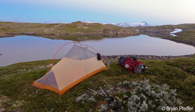 A high camp in Norway at 1:30AM.
